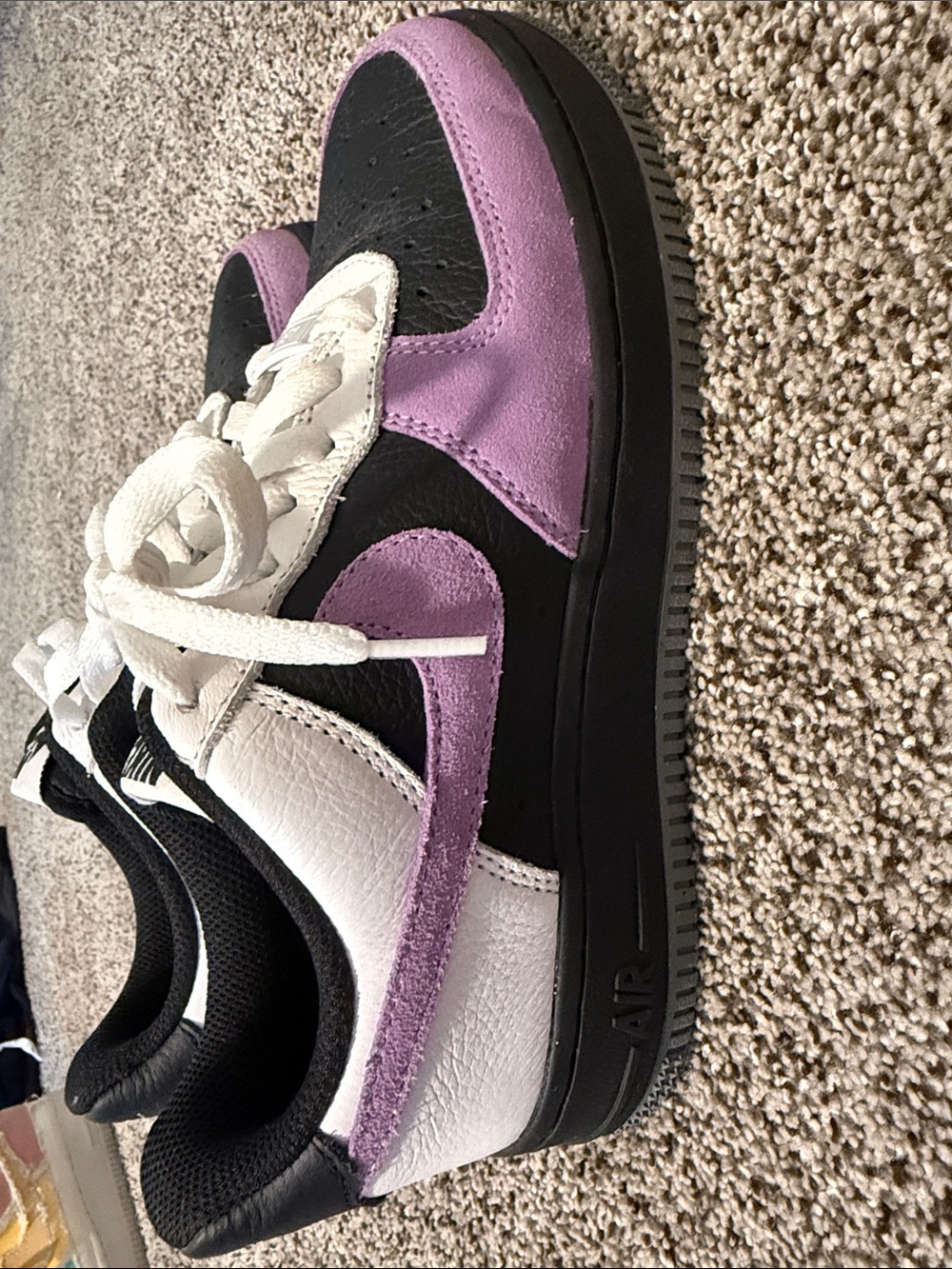 Nike Air Force 1 Sneakers — Black, Purple & White - Picture 2 of 5